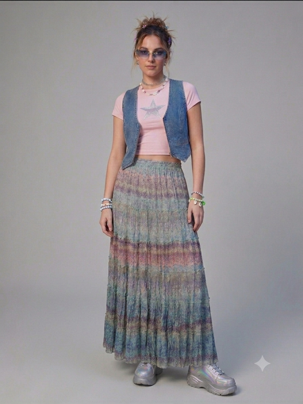 Vintage Christopher Banks  Long Maxi Skirt Bohemian Y2k Women Medium
